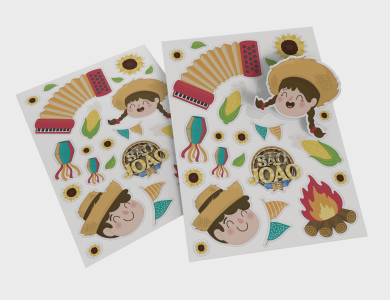 Cartela de Adesivos personalizado para festa junina - Gráfica G10